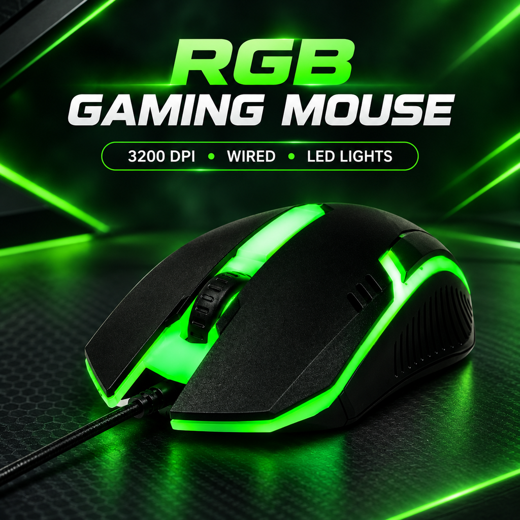 Rgb 7 Light 3200 Dpi breathing| W110 RGB Gaming Mouse – 3200 DPI, 7-Color LED Lights, Wired USB