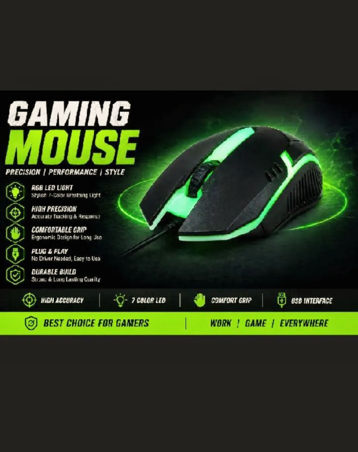 Rgb 7 Light 3200 Dpi breathing| W110 RGB Gaming Mouse – 3200 DPI, 7-Color LED Lights, Wired USB