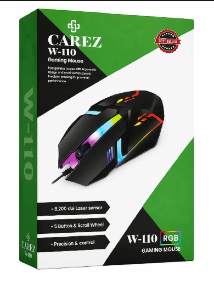 Rgb 7 Light 3200 Dpi breathing| W110 RGB Gaming Mouse – 3200 DPI, 7-Color LED Lights, Wired USB